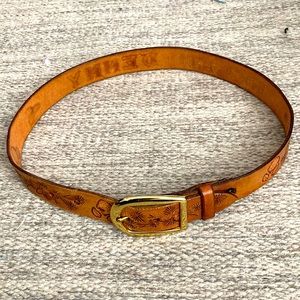 Vintage personalized leather belt.